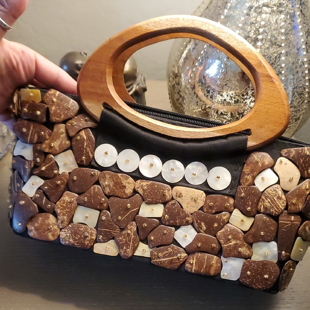 Brown and Cream Shell Mosaic Coasters